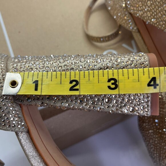Dolce Vita Pandro Crystal Platform Heels Size 10 Light Gold Open Toe Sandals - Picture 14 of 16